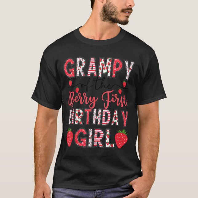 Camiseta Grampy Of The Berry First Birthday Girl Strawberry (Frente)