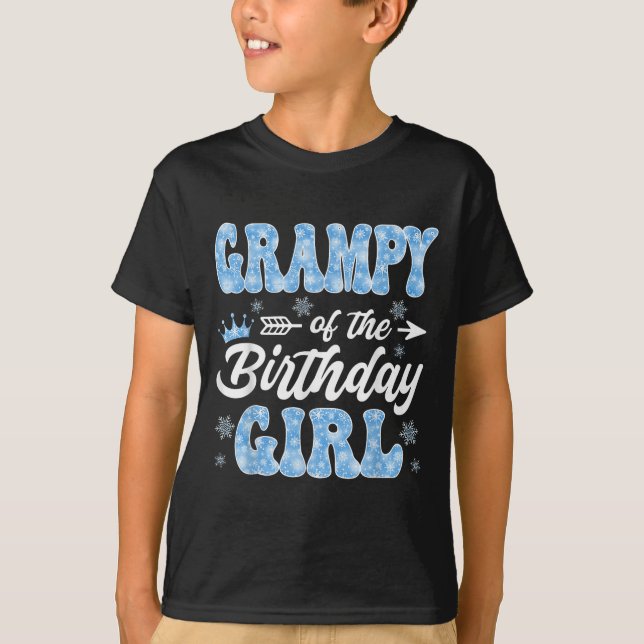 Camiseta Grampy Of The Birthday Girl Snowflakes Winter Chri (Frente)