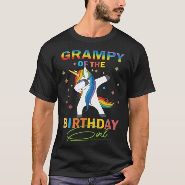 Camiseta Grampy Of The Birthday Princesa Unicorn Matching F (Frente)