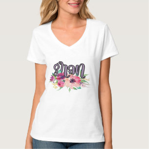 Camiseta Gran com Flores de Aquarela