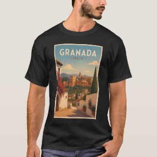 Camiseta Granada Espanha Ilustração Arte de Viagem Alhambra