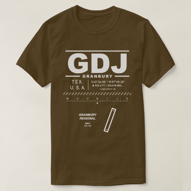 Camiseta Granbury Regional Airport GDJ (Frente do Design)