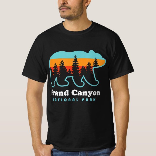 Camiseta Grand Canyon Retro Bear US National Park Travel  (Frente)