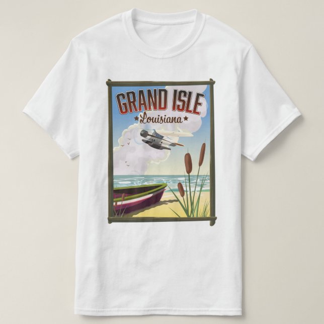 Camiseta Grand Isle, Poster de viagens da Louisiana (Frente do Design)