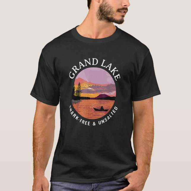 Camiseta Grand Lake Shark Free e Unsalgada Kayaking Say (Frente)