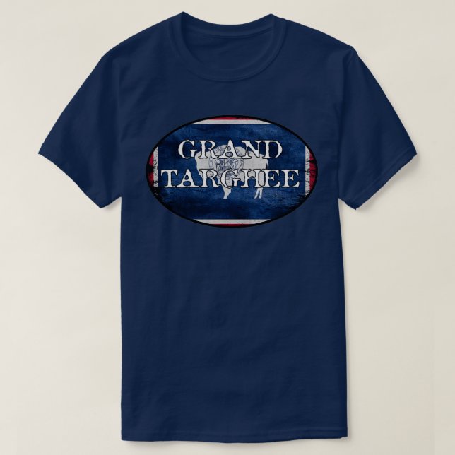Camiseta Grand Targhee Wyoming Flag Buffalo Sticker (Frente do Design)