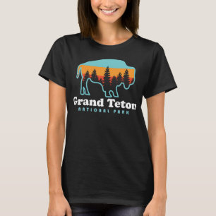Camiseta Grand Teton National Park Bison Retro Wyoming