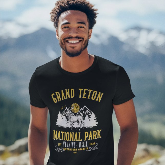 Camiseta Grand Teton National Park Vintage Landscape (Criador carregado)