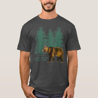 Camiseta Grand Teton National Park Wyoming Bear Trees Retro