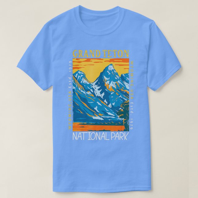 Camiseta Grand Teton National Park Wyoming Distingue Vinta (Frente do Design)