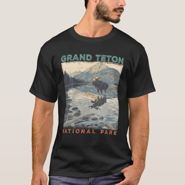 Camiseta Grand Teton National Park Wyoming Preppy Throback (Frente)