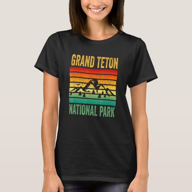 Camiseta Grand Teton National Park Wyoming Retro Sunset Sou (Frente)