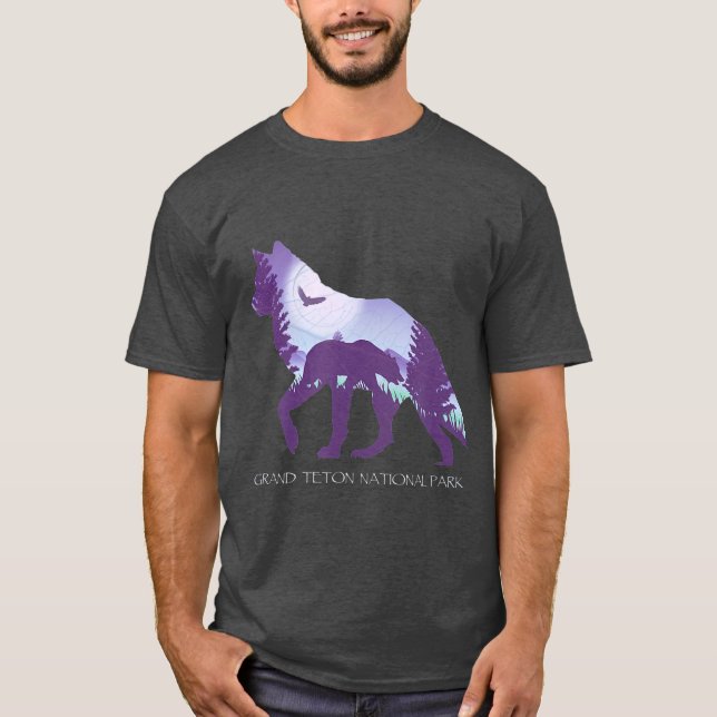 Camiseta Grand Teton National Park Wyoming Wolf (Frente)