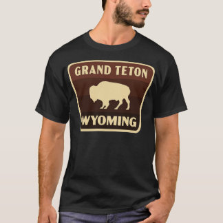 Camiseta Grand Teton Wyoming Retro Buffalo Crachá Brown