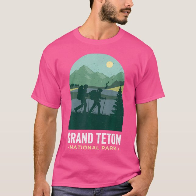 Camiseta Grand Tetons Tshirt Hiking Retro Grand Teton Natio (Frente)