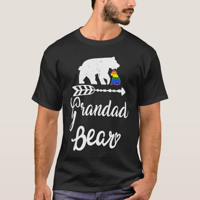 Camiseta Grandad Bear LGBT LGBTQ Rainbow Pride Gay Lesbian (Frente)