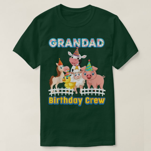 Camiseta Grandad Of The Birthday Crew Farmer Farm Animals M (Frente do Design)