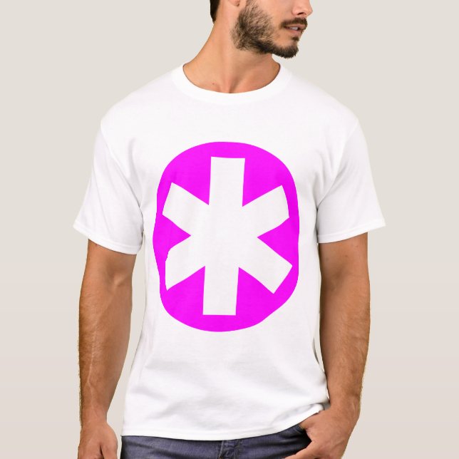 Camiseta Grande asterisco - Magenta e branco (Frente)