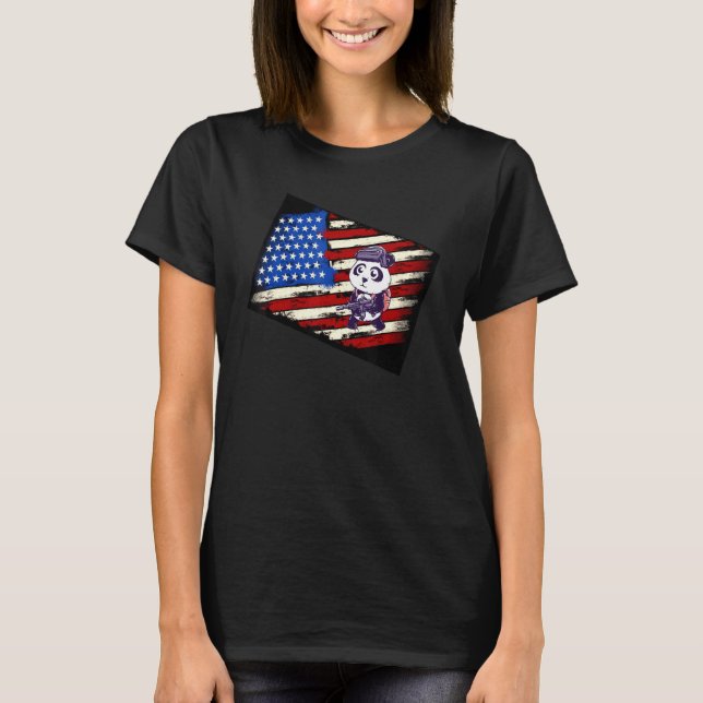 Camiseta Grande Bandeira Americana Com Armas De Máquina (Frente)