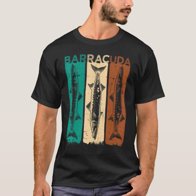 Camiseta Grande Barracuda Cuda Pesca Vida Selvagem Salgada  (Frente)