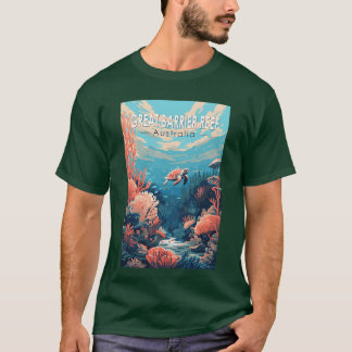 Camiseta Grande Barreira de Coral Australiaravel Arte Vinta