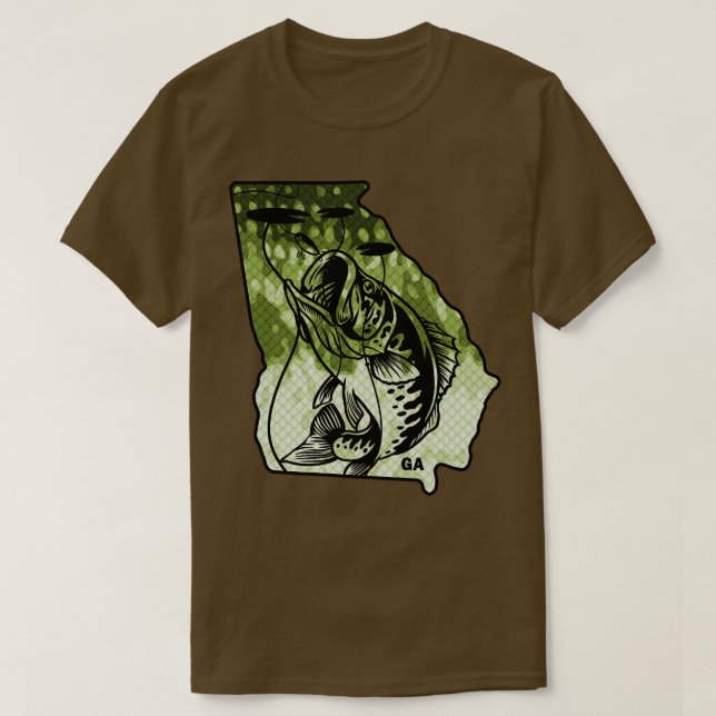 Camiseta Grande Bass Pescaria Fis De Bass Do Estado Da Geór (Frente do Design)