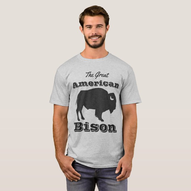 Camiseta Grande bisonte americano rústico (Frente Completa)
