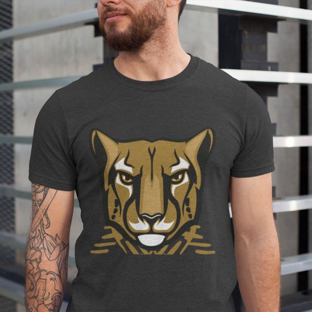 Camiseta "Grande Cabeça de Gato Cinza Homens (Criador carregado)
