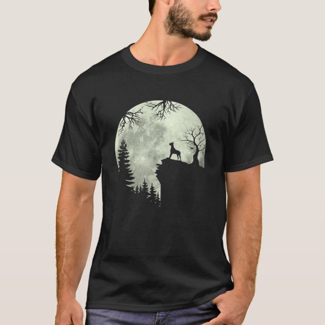 Camiseta Grande Cachorro-Moon No Cachorro Da Floresta (Frente)