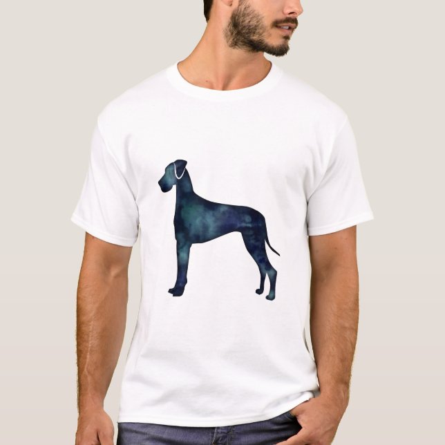 Camiseta Grande Cachorro Negro Silhub de Aquarela (Frente)
