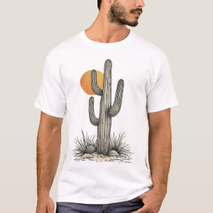 Camiseta Grande Cacto Saguaro do Deserto Vintage Gráfico do