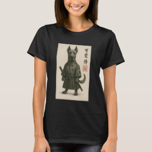 Camiseta Grande Cão Dogue Samurai Arte Tinta Estilo Sumi-e 