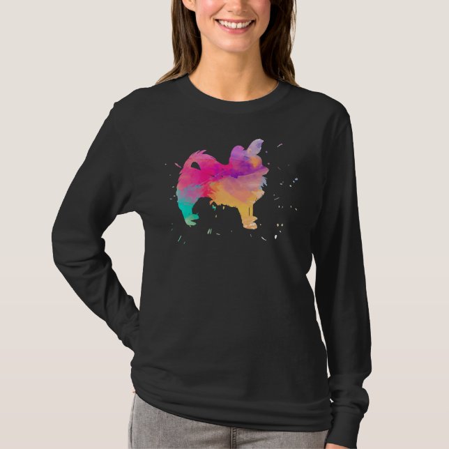 Camiseta Grande Casaco Chihuahua Watercolor Paint Splat (Frente)