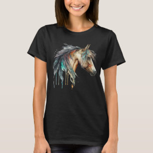 Camiseta Grande Cavalo Boho Colorido Orgânico Natureza Boho