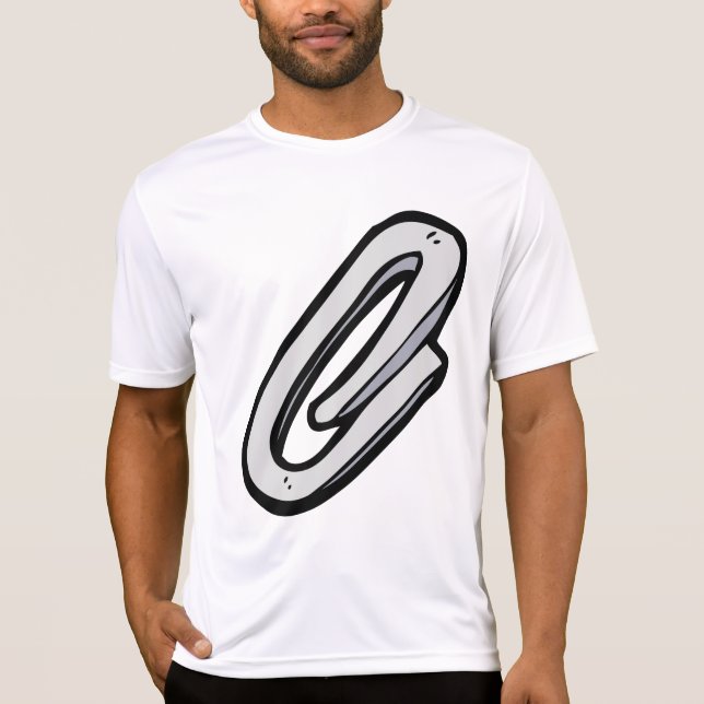Camiseta Grande Clipe de Papel Prateado Material de Escritó (Frente)