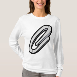 Camiseta Grande Clipe de Papel Prateado Material de Escritó