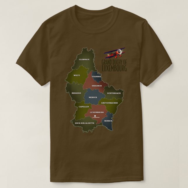 Camiseta grande concha do mapa luxemburgo (Frente do Design)