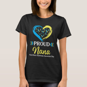Camiseta Grande Coração Orgulhosa Nana Avó Mundo Síndrome d