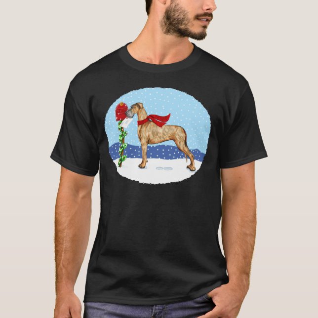 Camiseta Grande Dane Christmas Mail Brindle UC (Frente)