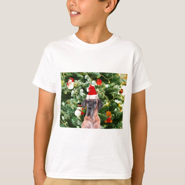 Camiseta Grande Dane com Caixas de Presente de Árvore de Na (Frente)