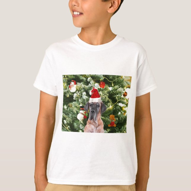 Camiseta Grande Dane com Caixas de Presente de Árvore de Na (Frente)