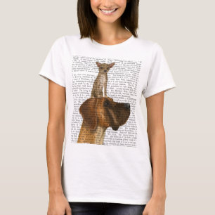 Camiseta Grande Dane e Chihuahua
