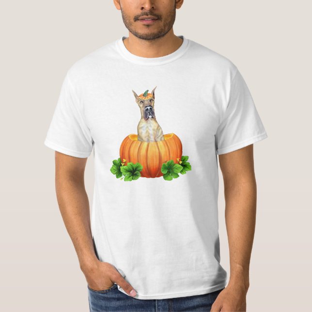 Camiseta Grande Dane Halloween Brindle Dane-O-Lantern (Frente)