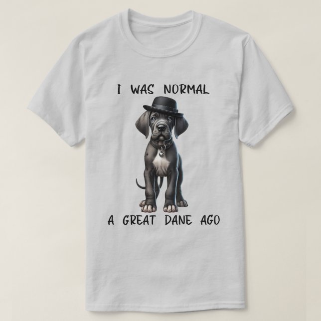 Camiseta Grande Dane Puppy Engraçado (Frente do Design)