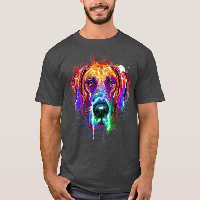 Camiseta Grande Dane Splash Art Dane Shirts Great Dane (Frente)