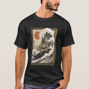 Camiseta Grande Dane Surf Japonês Kanagawa Onda Divertido S