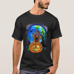 Camiseta Grande Dane Witch Moon Pumpkin Assustador Cão de H