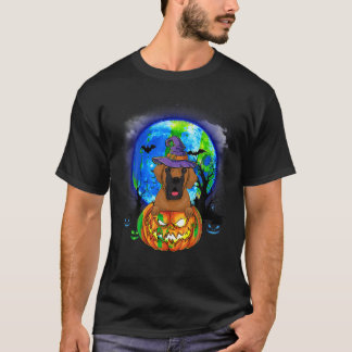 Camiseta Grande Dane Witch Moon Pumpkin Assustador Cão de H