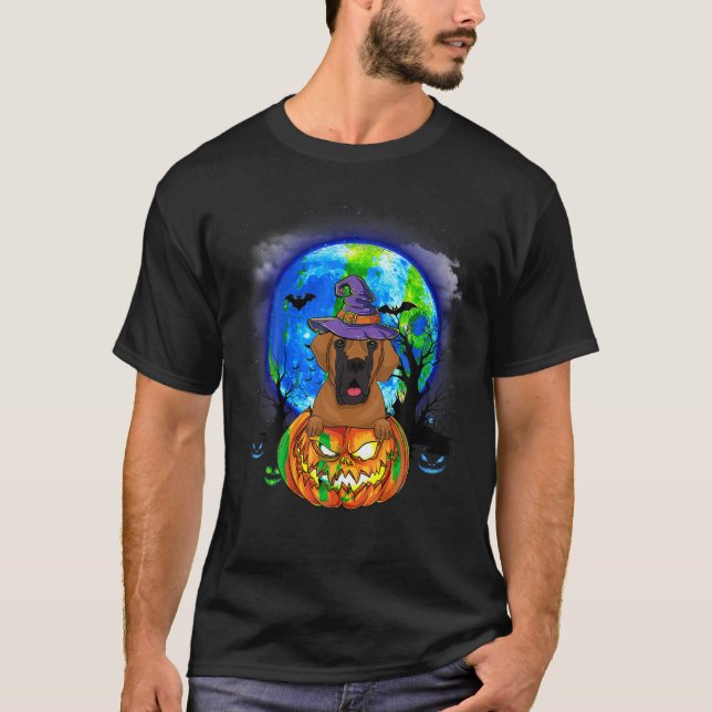 Camiseta Grande Dane Witch Moon Pumpkin Assustador Cão de H (Frente)