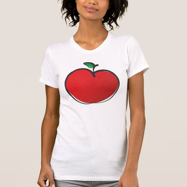 Camiseta Grande Desenho de Maçã Vermelha (Frente)